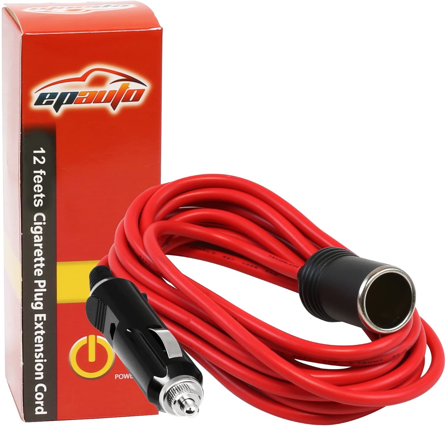 heavy duty cigarette lighter extension cord EPAuto 12V 12' Foot Heavy Duty Extension Cord with Cigarette Lighter Plug  Socket