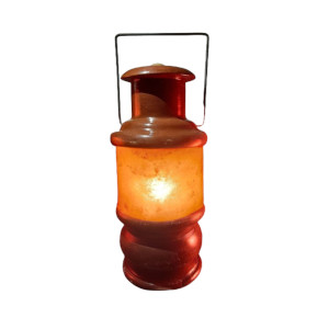 Pink Salt Lamp Crafted Lantern Shape wooden base