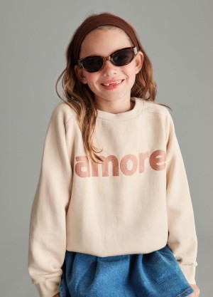 Ecru fleece sweatshirt