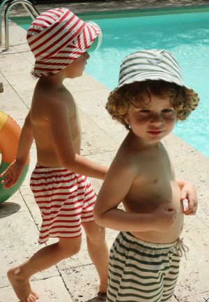 Stripe olive green short