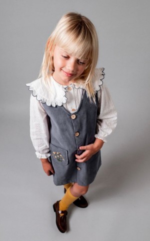 Embroidered overall dress set