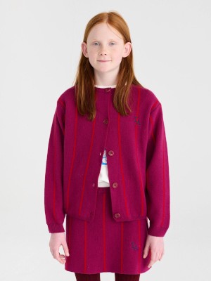 Maroon cardigan skirt set