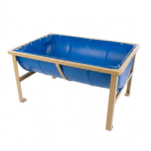 Iron Trough w/stand - Blue Plastic Basin - (65x94x27x50cm)