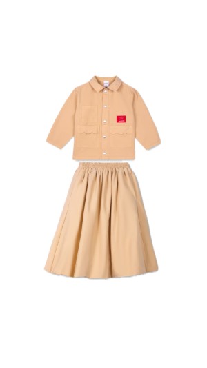 Classic tan jacket skirt set