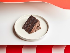 Belgium double chocolate cake slice
