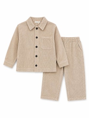 Beige chemise jacket set