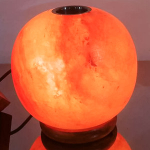 Pink Salt Lamp Crafted AROMA DIFFUSER Shape wooden base