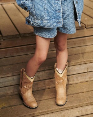 Leather beige color boots