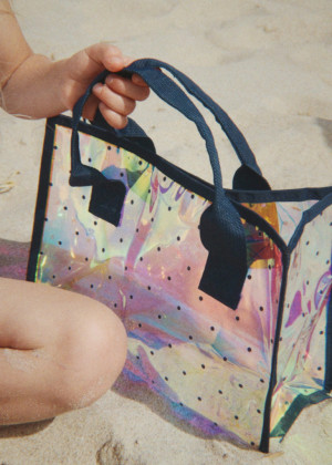 Beach bag/ navy dots