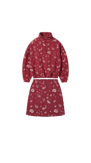 Red sweater skirt set
