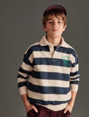 Navy strip polo sweatshirt