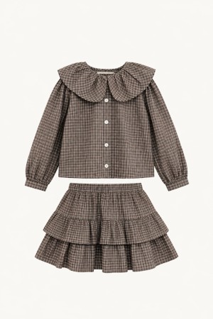 Wander check blouse set