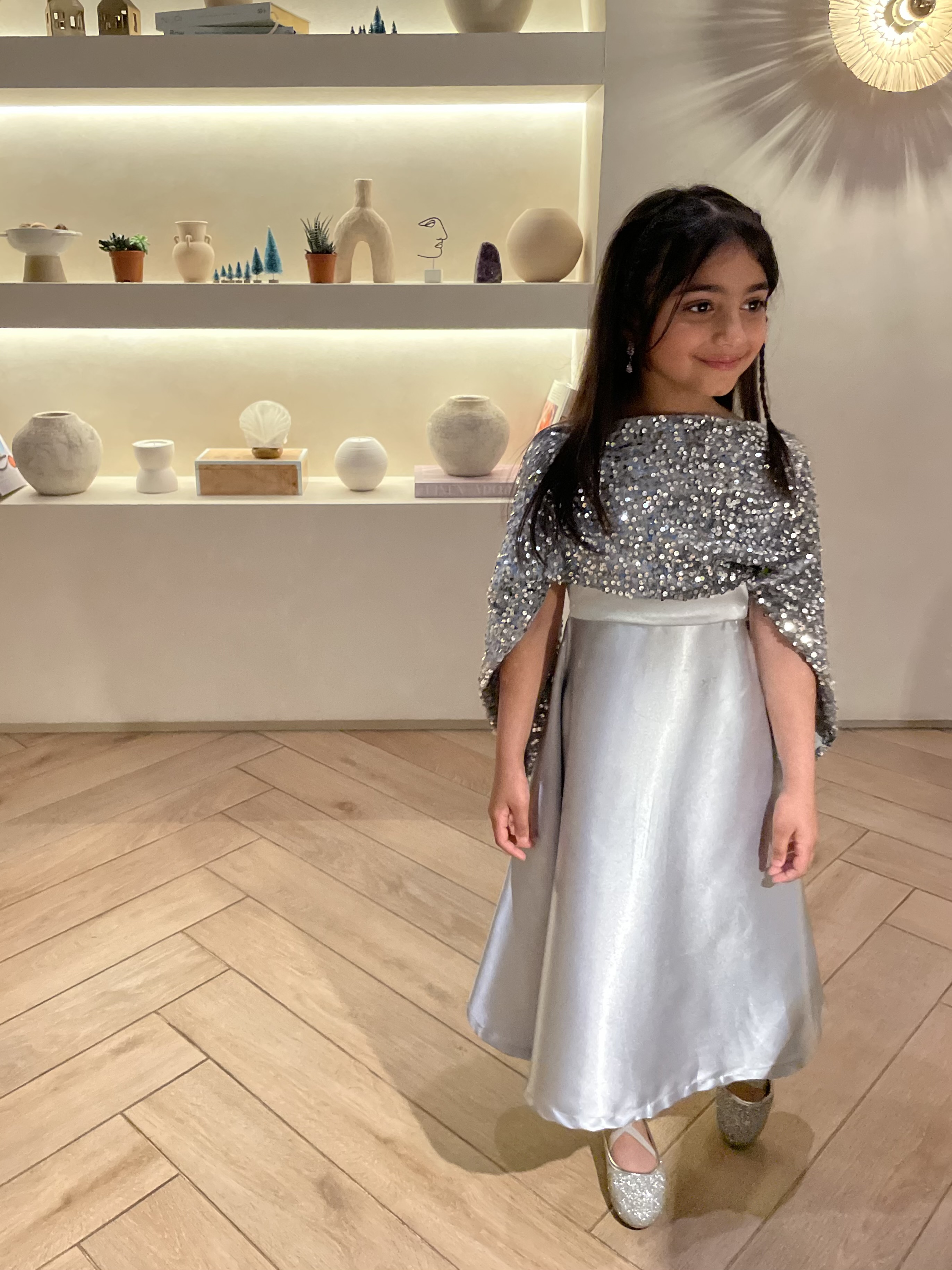 Silver velvet sequin dress