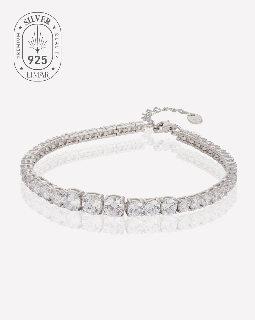 Luxury Tennis Bracelet 【3mm / SILVER】 Sterling Silver Tennis Bracelet w/ 2-Row 3.00 ct. size